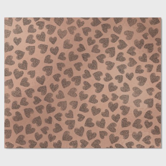 Hearts Faux Roos Koper Wit Liefde Valentijn Cadeaupapier (Vlak)