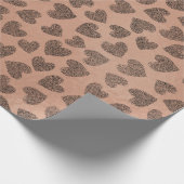 Hearts Faux Roos Koper Wit Liefde Valentijn Cadeaupapier (Hoek)