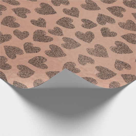 Hearts Faux Roos Koper Wit Liefde Valentijn Cadeaupapier (Hoek)