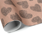 Hearts Faux Roos Koper Wit Liefde Valentijn Cadeaupapier (Rol Hoek)