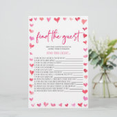 Hearts Find The Guest Bridal Shower Game Briefpapier (Staand voorkant)