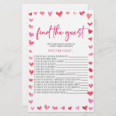 Hearts Find The Guest Bridal Shower Game Briefpapier (Voorkant / Achterkant)