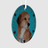 Hearts Floral Krans zwart Custom Pet Foto Ornament (voorkant)