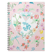 Hearts Floral n Love Dragonfly Valentijnsdag Notitieboek (Voorkant)