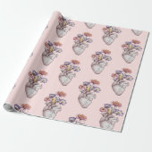 Hearts Flowers Pattern Cadeaupapier (Uitgerold)