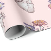 Hearts Flowers Pattern Cadeaupapier (Rol Hoek)