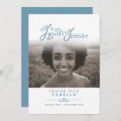 Hearts forever begrafenisprogramma blauw grijs programmakaart (Voorkant / Achterkant)