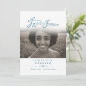 Hearts forever begrafenisprogramma blauw grijs programmakaart (Staand voorkant)