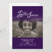 Hearts forever begrafenisprogramma donker paarse programmakaart (Voorkant / Achterkant)