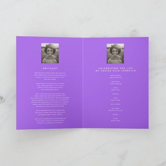 Hearts forever begrafenisprogramma paarse wit programma (Binnen)