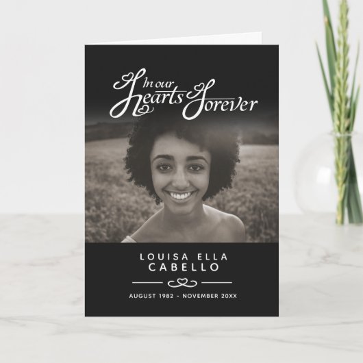 Hearts forever begrafenisprogramma zwart programma (Voorkant)
