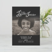 Hearts forever begrafenisprogramma zwart wit programmakaart (Staand voorkant)