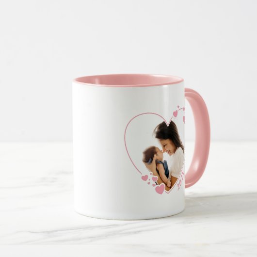 Hearts Foto Lijst Mok Roze (Voorkant rechts)