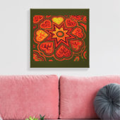 'Hearts Full of Love'-paneel (Rustics)(Oranje) Canvas Afdruk (Insitu (Woonkamer))