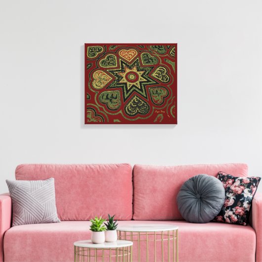 'Hearts Full of Love'-panel (Rustics) (Bourgogne) Canvas Afdruk (Insitu (Woonkamer))