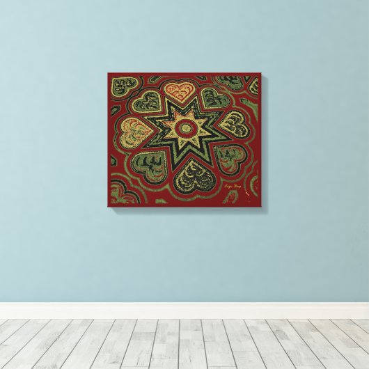 'Hearts Full of Love'-panel (Rustics) (Bourgogne) Canvas Afdruk (Insitu (Houten vloer))