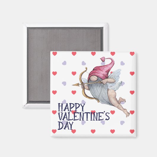 Hearts Funny Valentijn Cupid Gnome Magneet (Voorkant / Achterkant)