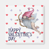 Hearts Funny Valentijn Cupid Gnome Magneet (Voorkant)