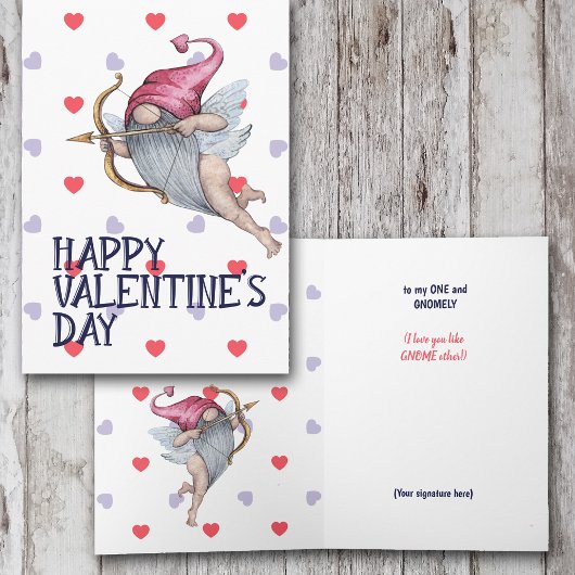 Hearts Funny Valentijn Cupid Gnome Sweeite Feestdagen Kaart