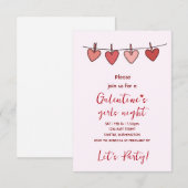 Hearts Galentines Love Pattern Party Invitation RSVP Kaartje (Voorkant / Achterkant)