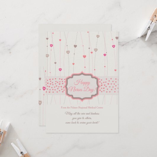 Hearts Galore Nurses Day Kaart (Voorkant / Achterkant in situ)