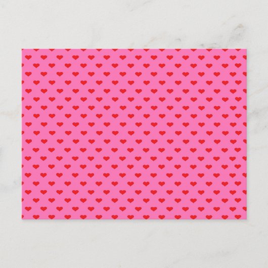 Hearts Galore, red hearts on pink, Briefkaart (Voorkant)