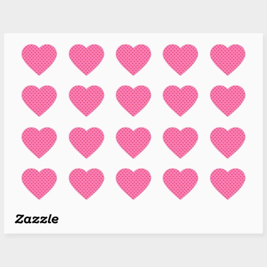 Hearts Galore, red hearts on pink, Hart Sticker (Vel)