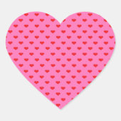 Hearts Galore, red hearts on pink, Hart Sticker (Voorkant)
