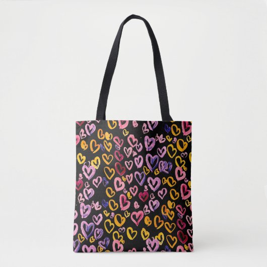 Hearts Galore: Waterverf Naadloos Patroon Tote Bag (Voorkant)