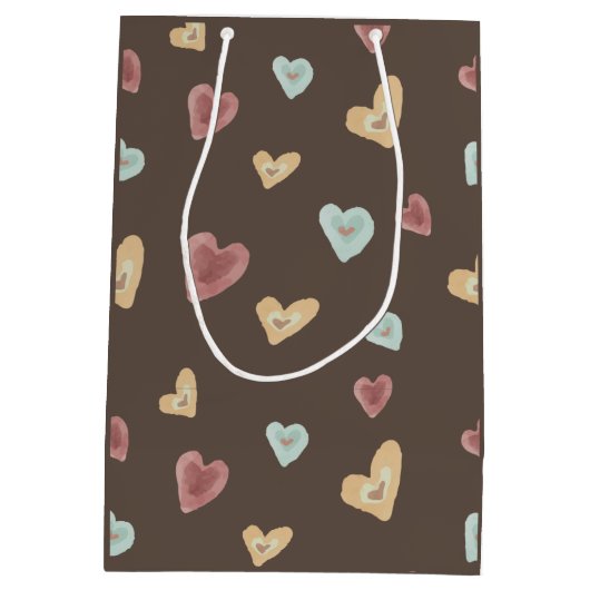 Hearts Gift Tassen - Bruin Medium Cadeauzakje (Achterkant)