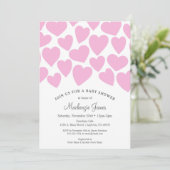 Hearts Girl Baby shower Uitnodiging Roze Whimsical (Staand voorkant)