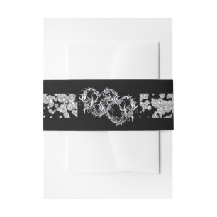 Hearts & Glitter - Zwart Uitnodigingen Wikkel