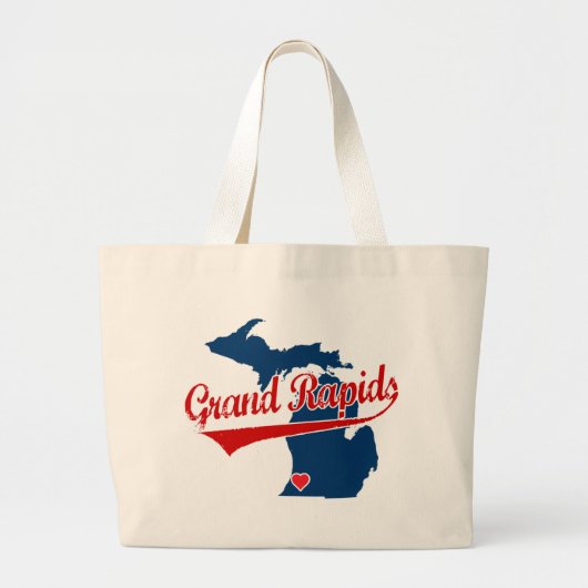 Hearts Grand Rapids Michigan Grote Tote Bag (Voorkant)