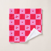 Hearts Grid roze en rood Bad Handdoek (Wasdoekje)