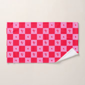 Hearts Grid roze en rood Bad Handdoek (Handdoek)