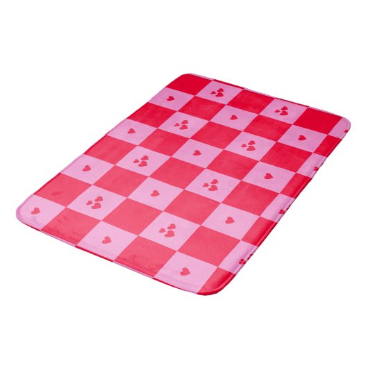 Hearts Grid roze en rood Badmat (Gekanteld)