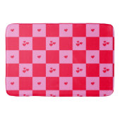 Hearts Grid roze en rood Badmat (Voorkant)
