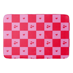 Hearts Grid roze en rood Badmat