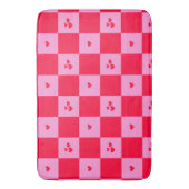 Hearts Grid roze en rood Badmat (Voorkant Verticaal)