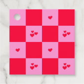 Hearts Grid roze en rood Bedankjes Labels (Voorkant)