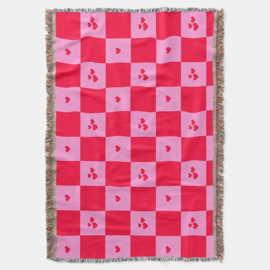 Hearts Grid roze en rood Deken (Voorkant Verticaal)