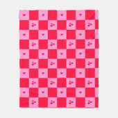 Hearts Grid roze en rood Fleece Deken (Voorkant)