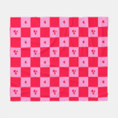 Hearts Grid roze en rood Fleece Deken (Voorkant (Horizontaal))