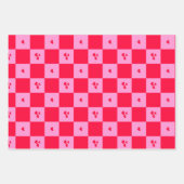 Hearts Grid roze en rood Inpakpapier Vel (Voorkant 2)