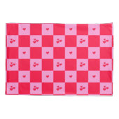 Hearts Grid roze en rood Kussensloop (Achterkant)