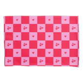 Hearts Grid roze en rood Kussensloop (Voorkant)