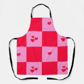Hearts Grid roze en rood Schort (Voorkant)