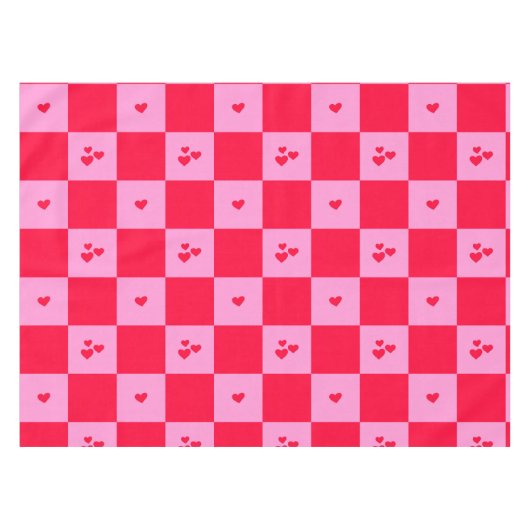 Hearts Grid roze en rood Tafelkleed (Voorkant (Horizontaal))