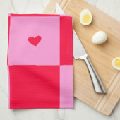 Hearts Grid roze en rood Theedoek (Quarter Fold)