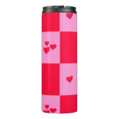 Hearts Grid roze en rood Thermosbeker (Achterkant)